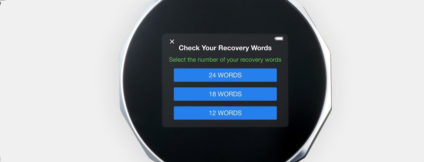 Seed card with recovery phrase words