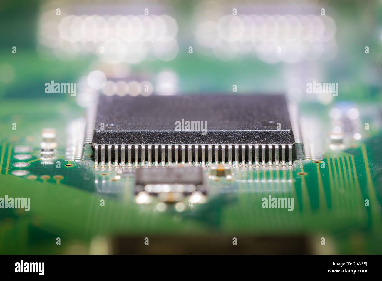 Macro photograph of a secure chip on a circuit board