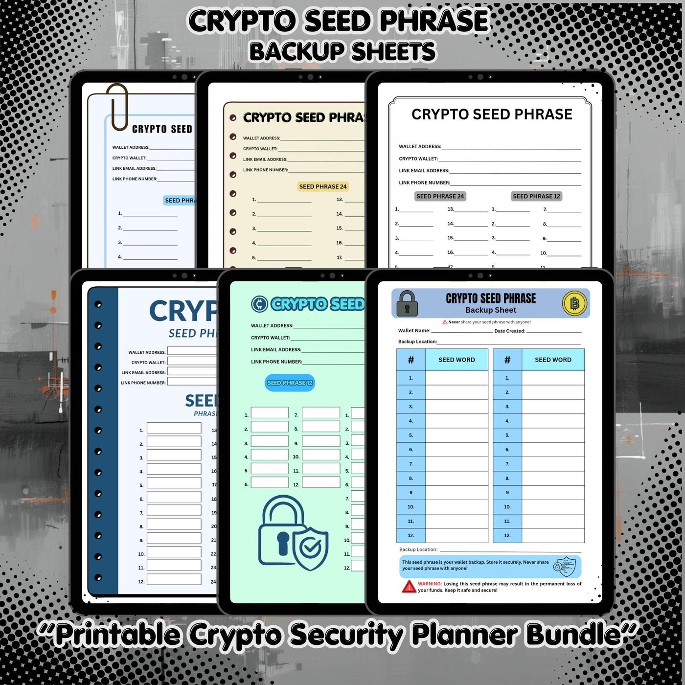 Recovery words written on paper next to a hardware wallet