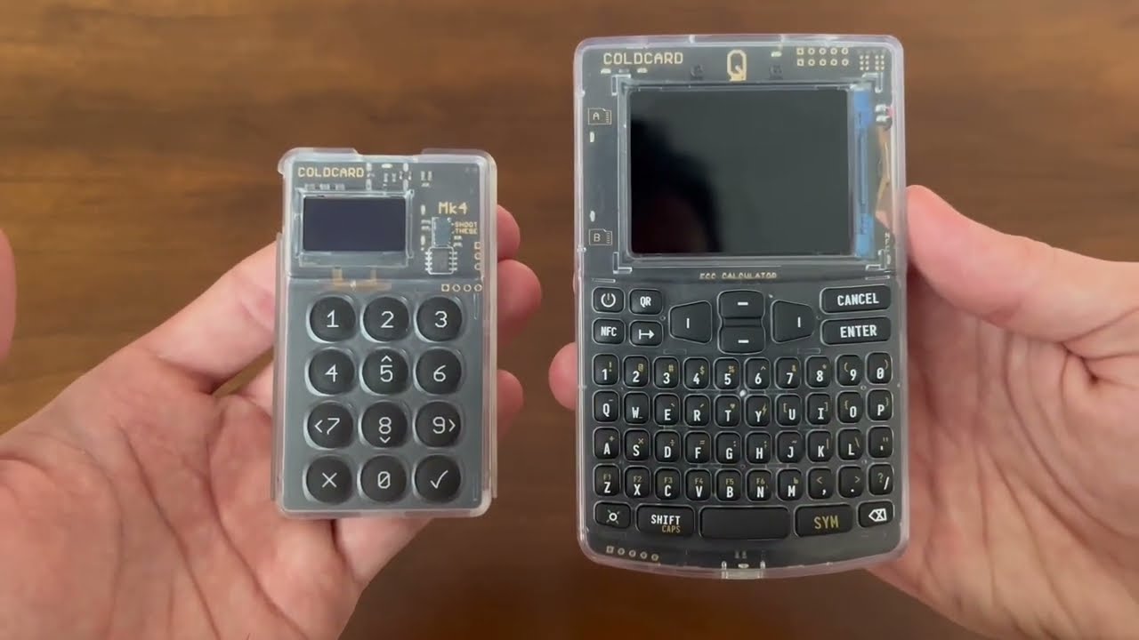 COLDCARD Mk4 and COLDCARD Q bitcoin wallets held in hands